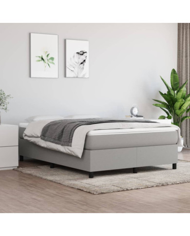 Sommier à lattes de lit avec matelas Gris clair 140x190cm Tissu | Mobilier & Déco