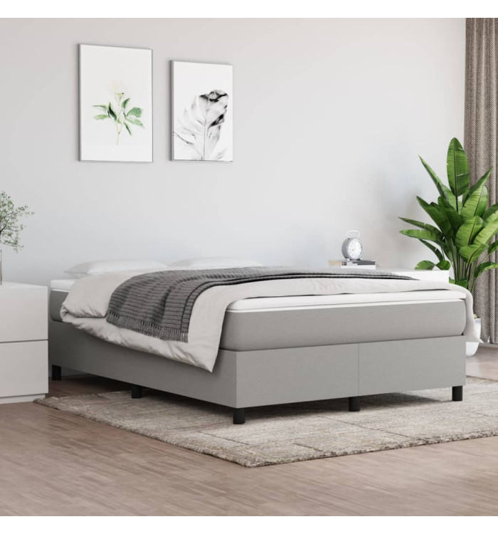 Sommier à lattes de lit avec matelas Gris clair 140x190cm Tissu | Mobilier & Déco