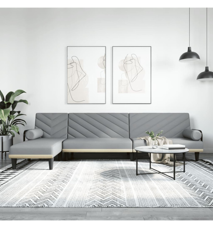 Canapé-lit en forme de L gris clair 260x140x70 cm tissu | Mobilier & Déco