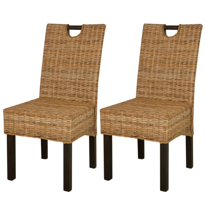 Chaises à manger lot de 2 rotin Kubu bois de manguier | Mobilier & Déco
