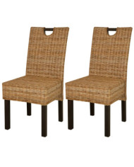 Chaises à manger lot de 2 rotin Kubu bois de manguier | Mobilier & Déco