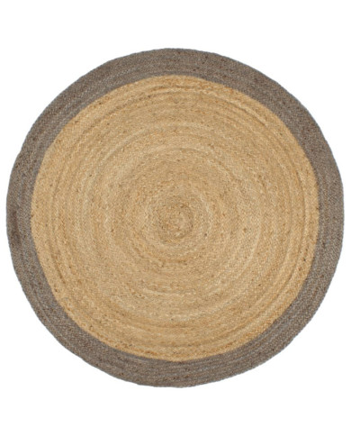 Tapis fait à la main Jute avec bord gris 180 cm | Mobilier & Déco