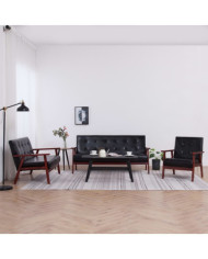 Ensemble de canapés 3 pcs noir similicuir | Mobilier & Déco