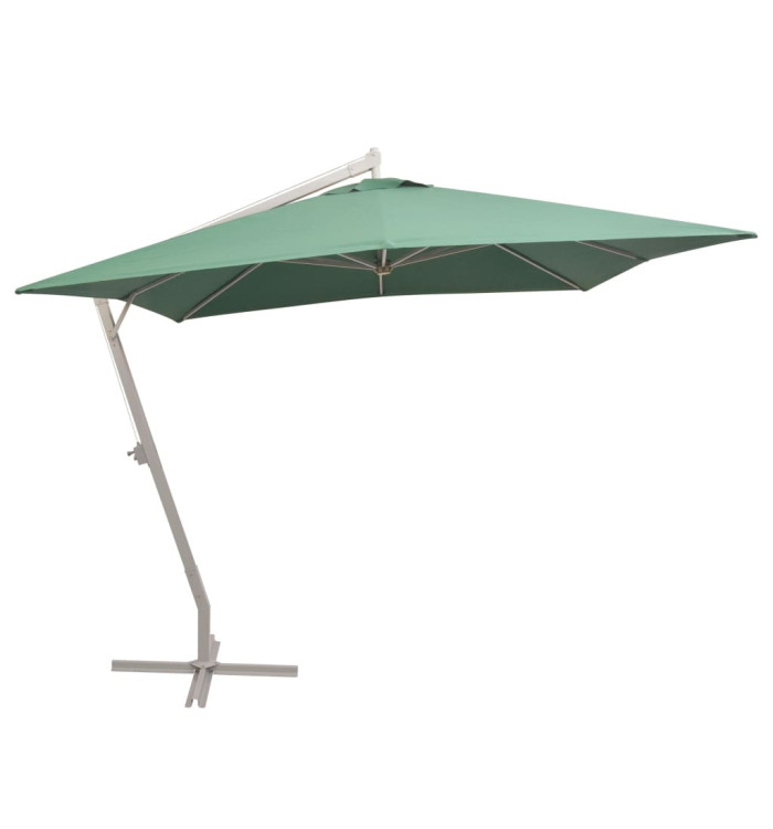 Parasol suspendu avec poteau en aluminium 300x300 cm vert | Mobilier & Déco