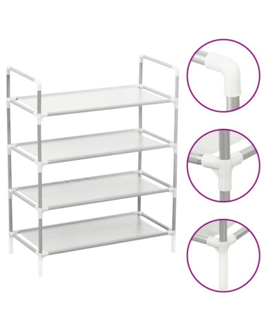 Étagère à chaussures 4 étagères Métal et tissu intissé Argenté | Mobilier & Déco
