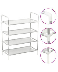 Étagère à chaussures 4 étagères Métal et tissu intissé Argenté | Mobilier & Déco