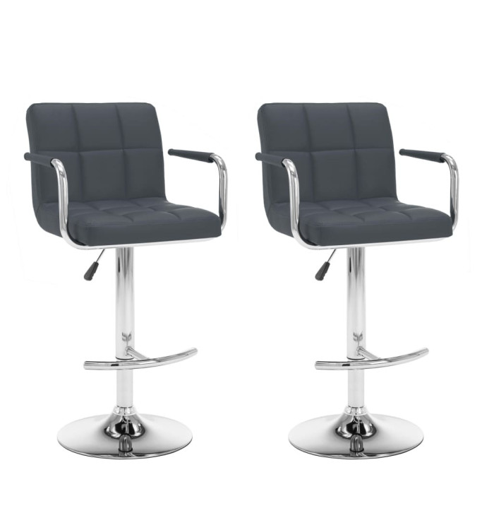 Tabourets de bar lot de 2 gris similicuir | Mobilier & Déco