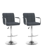 Tabourets de bar lot de 2 gris similicuir | Mobilier & Déco