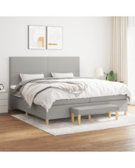Sommier à lattes de lit avec matelas Gris clair 200x200cm Tissu | Mobilier & Déco