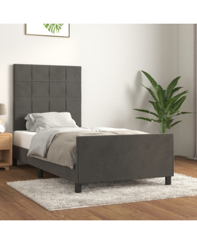 Cadre de lit sans matelas gris foncé 80x200 cm velours | Mobilier & Déco