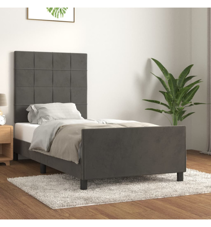 Cadre de lit sans matelas gris foncé 80x200 cm velours | Mobilier & Déco