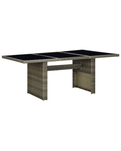 Table de jardin Marron Résine tressée et verre trempé | Mobilier & Déco