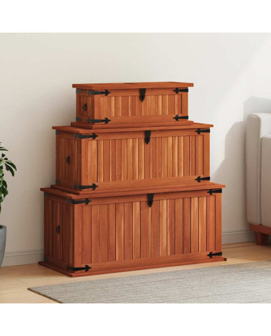 Coffres de rangement 3 pcs Bois d'acacia solide | Mobilier & Déco