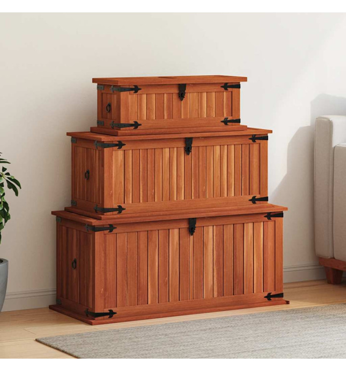 Coffres de rangement 3 pcs Bois d'acacia solide | Mobilier & Déco