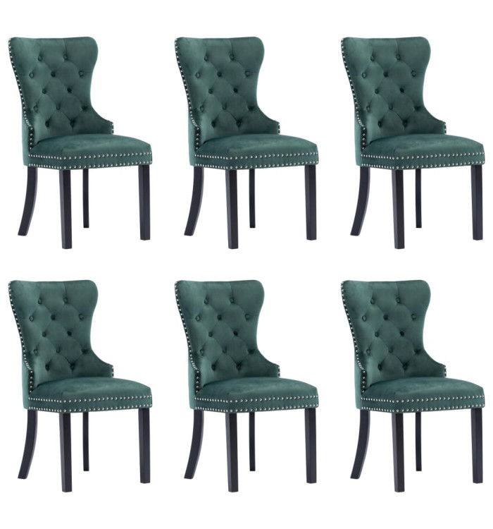 Chaises à manger lot de 6 vert foncé velours | Mobilier & Déco