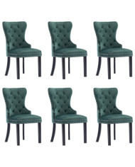 Chaises à manger lot de 6 vert foncé velours | Mobilier & Déco