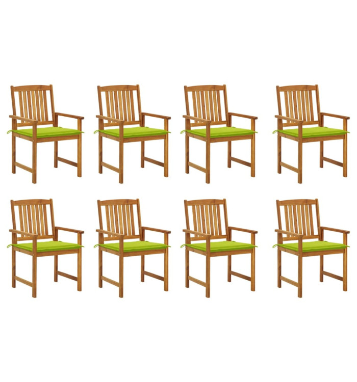 Chaises de jardin avec coussins lot de 8 Bois d'acacia solide | Mobilier & Déco