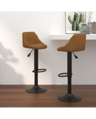 Tabourets de bar lot de 2 marron velours | Mobilier & Déco