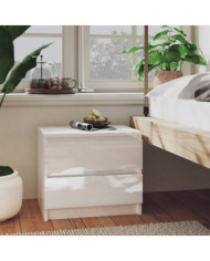 Tables de chevet 2 pcs Blanc brillant 50x39x43,5 cm Aggloméré | Mobilier & Déco