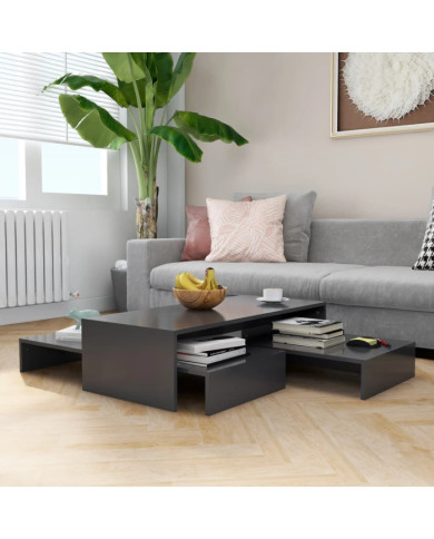 Set de tables basses gigognes gris bois d'ingénierie | Mobilier & Déco