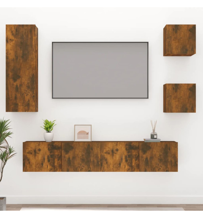 Ensemble de meubles TV 5 pcs Chêne fumé Bois d'ingénierie | Mobilier & Déco