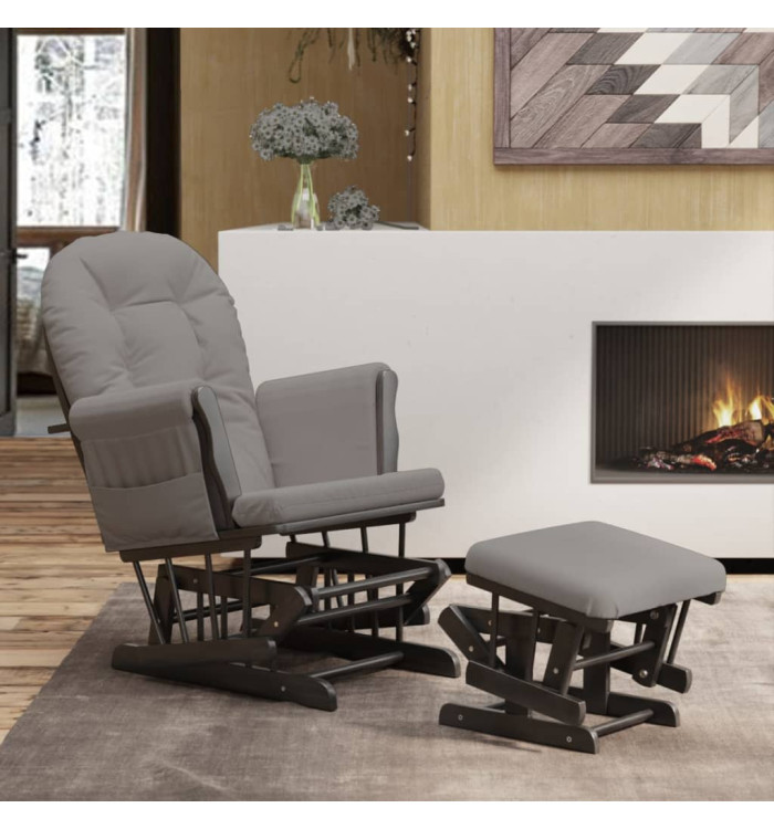 Chaise berçante avec repose-pied Gris clair Tissu | Mobilier & Déco