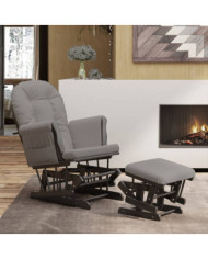 Chaise berçante avec repose-pied Gris clair Tissu | Mobilier & Déco