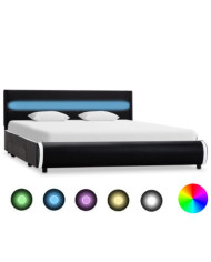 Cadre de lit avec LED Noir Similicuir 140 x 200 cm | Mobilier & Déco