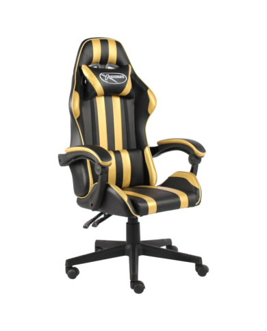 Fauteuil de jeux vidéo Noir et doré Similicuir | Mobilier & Déco