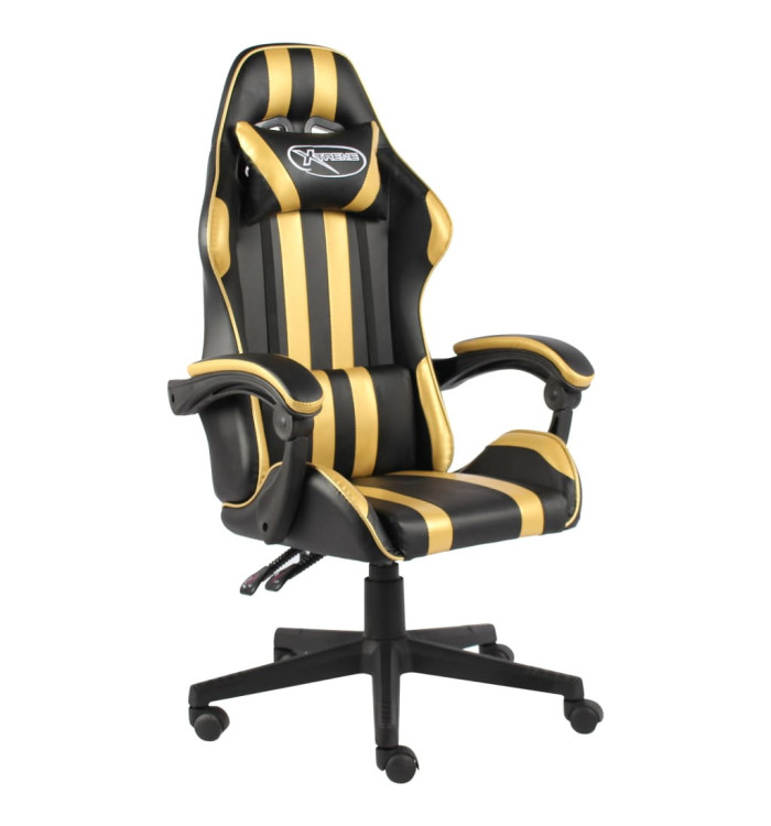 Fauteuil de jeux vidéo Noir et doré Similicuir | Mobilier & Déco