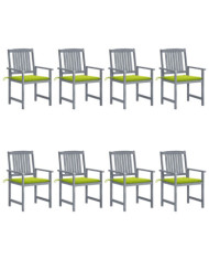 Chaises de jardin et coussins lot de 8 Bois acacia solide Gris | Mobilier & Déco