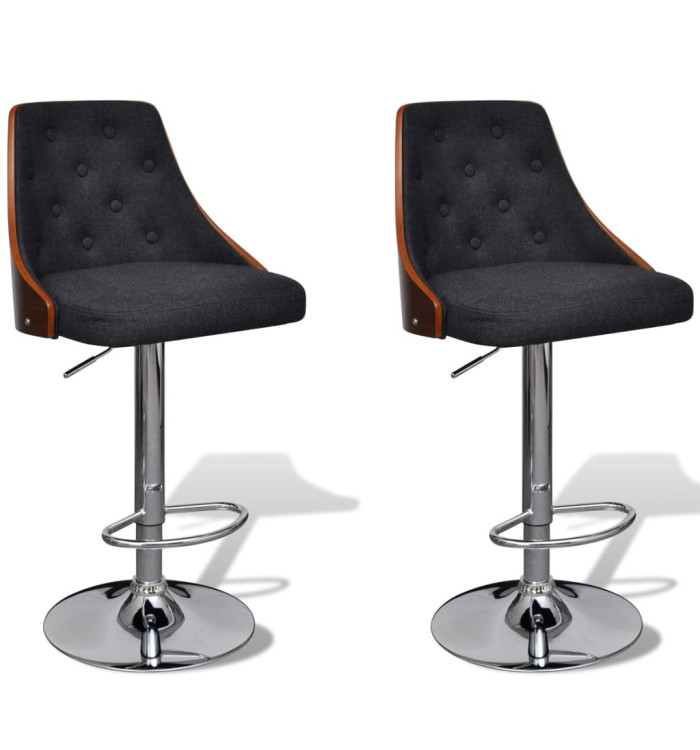 Tabourets de bar lot de 2 bois courbé et tissu | Mobilier & Déco