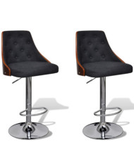 Tabourets de bar lot de 2 bois courbé et tissu | Mobilier & Déco