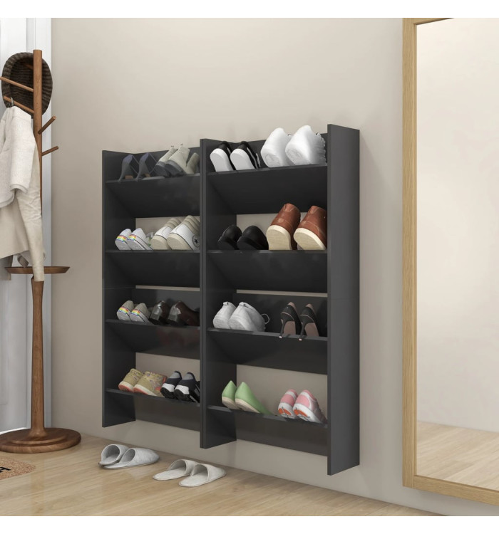Armoires à chaussures murales 4 pcs gris bois d'ingénierie | Mobilier & Déco
