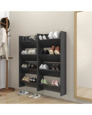 Armoires à chaussures murales 4 pcs gris bois d'ingénierie | Mobilier & Déco