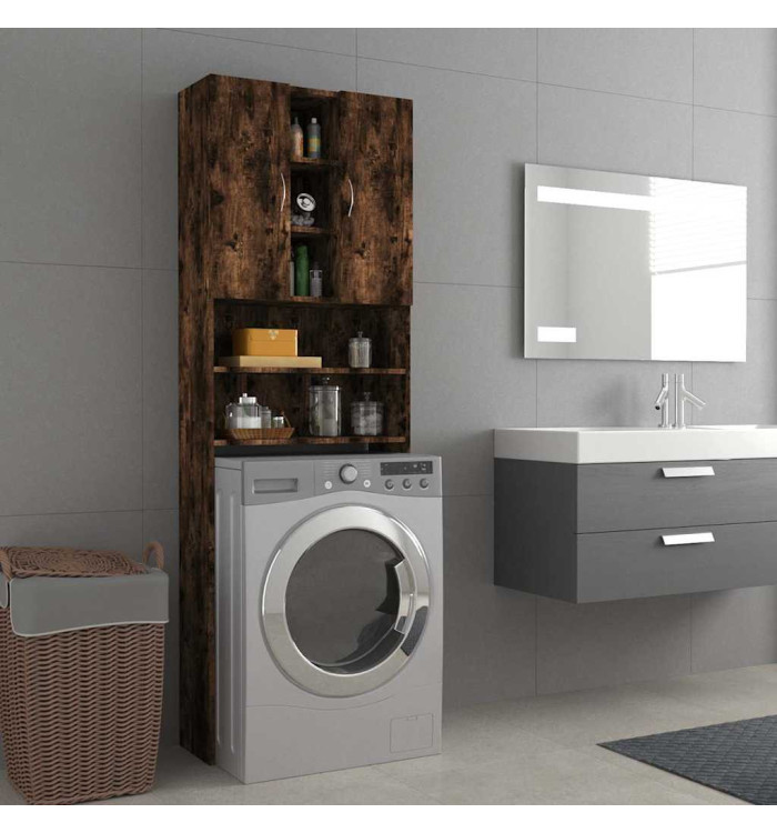 Meuble pour machine à laver Chêne fumé 64x25,5x190 cm | Mobilier & Déco