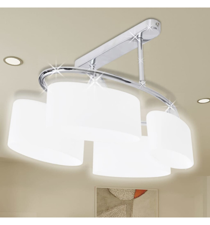 Plafonnier avec abat-jour en verre pour 4 ampoules E14 | Mobilier & Déco