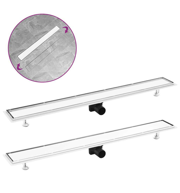 Drain de douche avec couvercle 2en1 103x14 cm Acier inoxydable | Mobilier & Déco