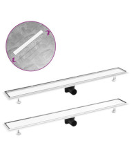 Drain de douche avec couvercle 2en1 103x14 cm Acier inoxydable | Mobilier & Déco