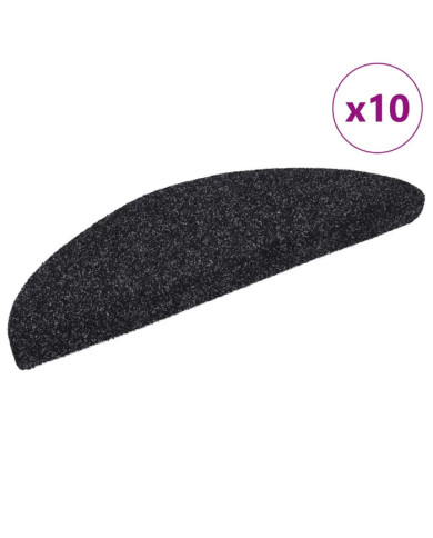 Tapis autoadhésifs de marches 10 pcs Noir 56x17x3 cm Aiguilleté | Mobilier & Déco