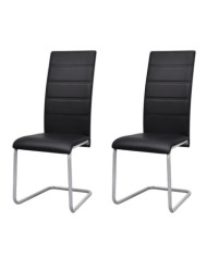 Chaises à manger cantilever lot de 2 noir similicuir | Mobilier & Déco