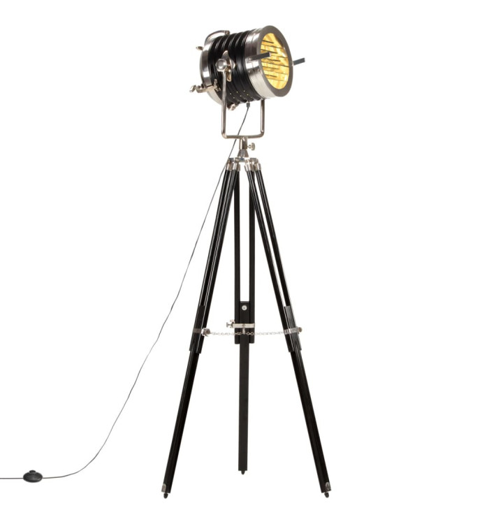 Lampadaire à trépied Noir Bois de manguier massif 171 cm | Mobilier & Déco
