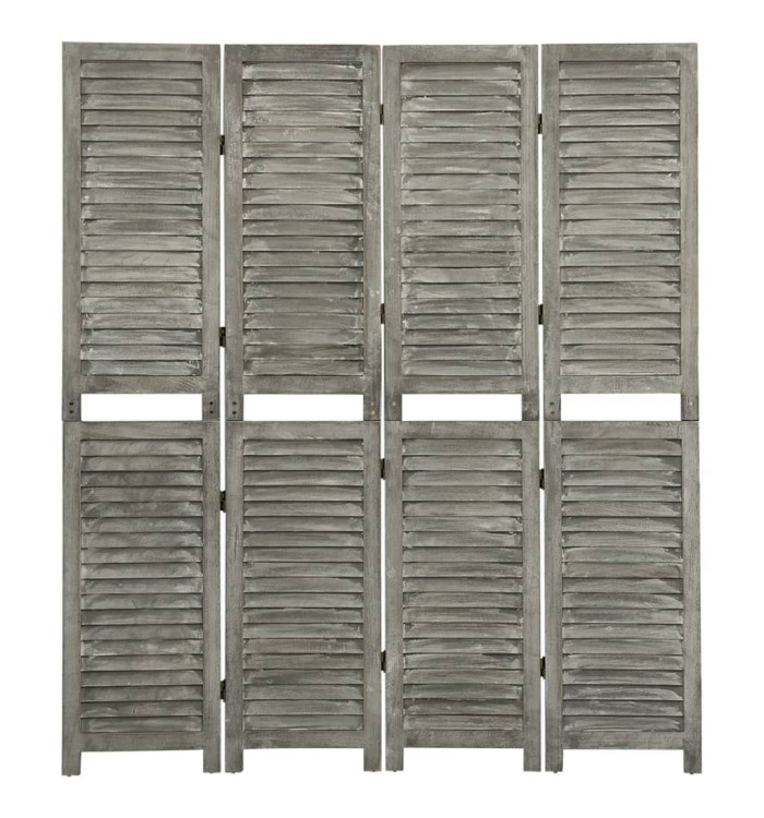 Cloison de séparation 4 panneaux Gris 143x166 cm Bois solide | Mobilier & Déco