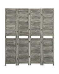 Cloison de séparation 4 panneaux Gris 143x166 cm Bois solide | Mobilier & Déco