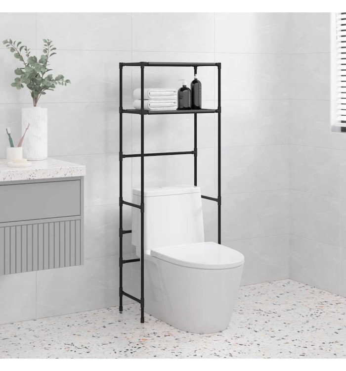 Support de rangement 2 niveaux sur toilette Noir 53,5x28x143 cm | Mobilier & Déco