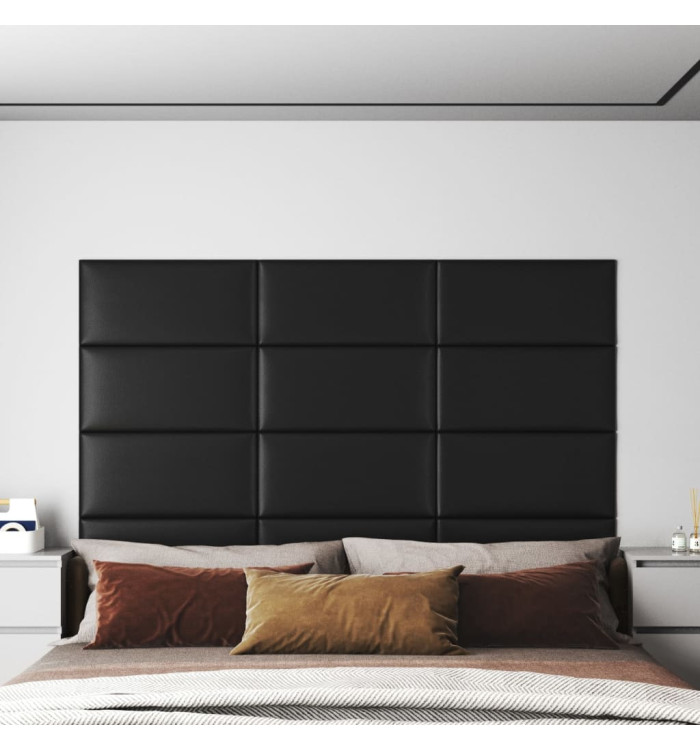 Panneaux muraux 12 pcs Noir 60x30 cm Similicuir 2,16 m² | Mobilier & Déco