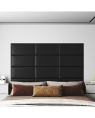 Panneaux muraux 12 pcs Noir 60x30 cm Similicuir 2,16 m² | Mobilier & Déco