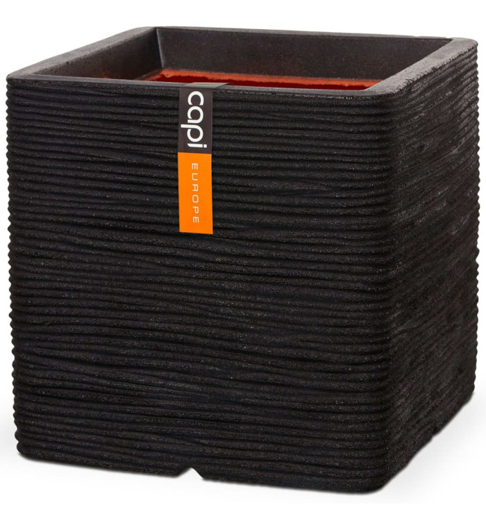 Capi Jardinière Nature Rib Carré 30 x 30 cm noir KBLR902 | Mobilier & Déco