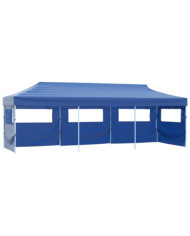 Tente de réception pliable avec 5 parois 3x9 m Bleu | Mobilier & Déco