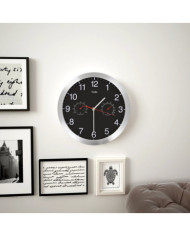 Horloge murale à quartz Hygromètre et thermomètre 30 cm Noir | Mobilier & Déco
